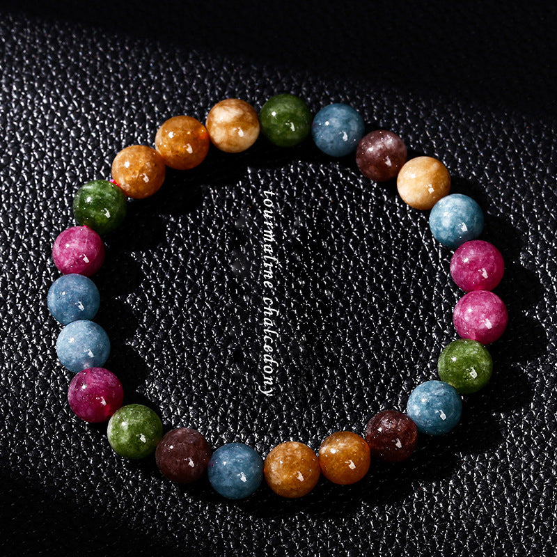 Rainbow color natural crystal bracelet, unisex, couple style bracelet