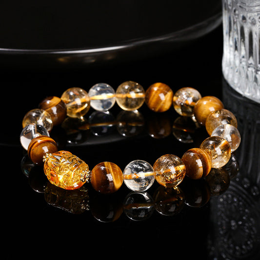 Elegant yellow crystal bracelet, the same style for men and women, crystal heals the mood