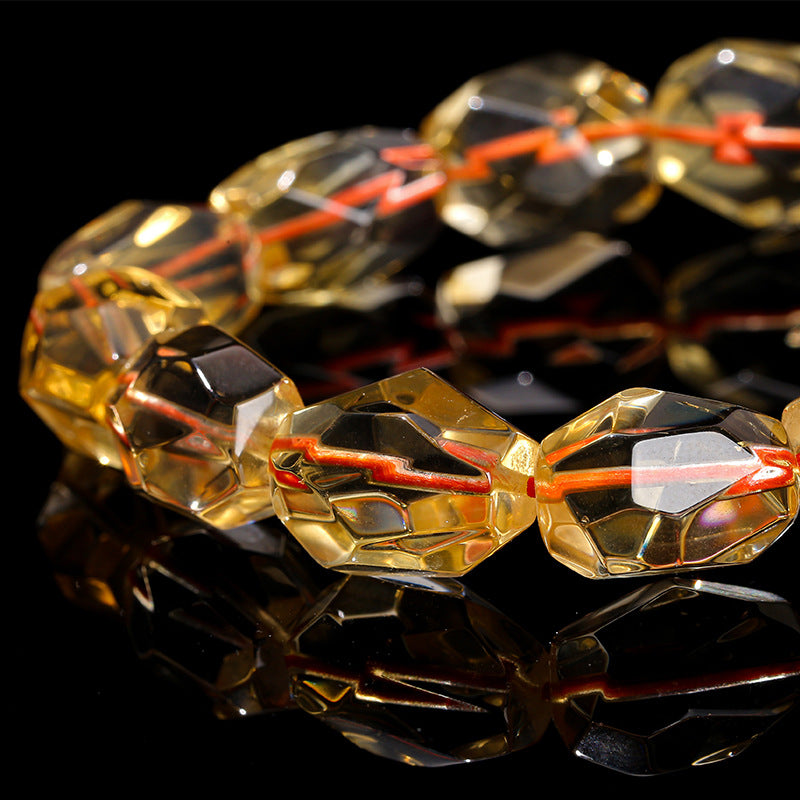 Exquisite yellow natural crystal, handmade, unique rhombus design