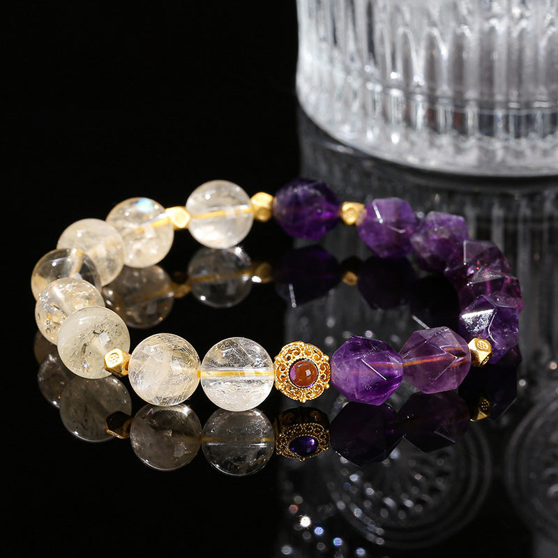 Genuine natural purple stitching bracelet, same style for men and women, unique style