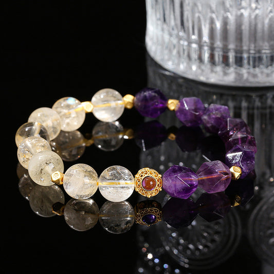 Genuine natural purple stitching bracelet, same style for men and women, unique style