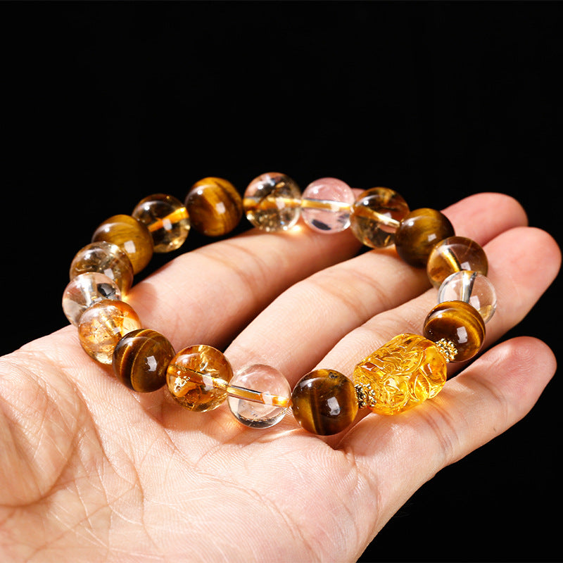Genuine natural yellow crystal expertly handmade, unisex