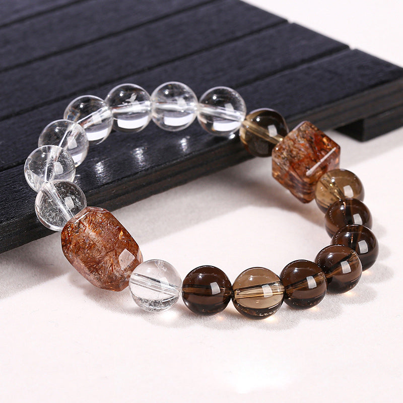 Natural crystal splicing color same style bracelet for men and women