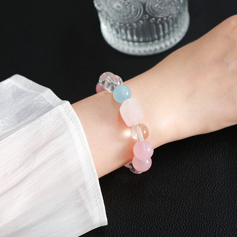 Natural pink blue crystal girls' bracelet
