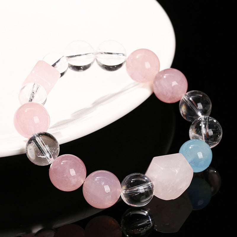 Pink natural crystal bracelet, women's bracelet, gift zodiac sign