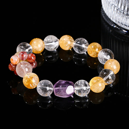 The same crystal bracelet for men and women. Natural crystal heals the mood and brings good luck.