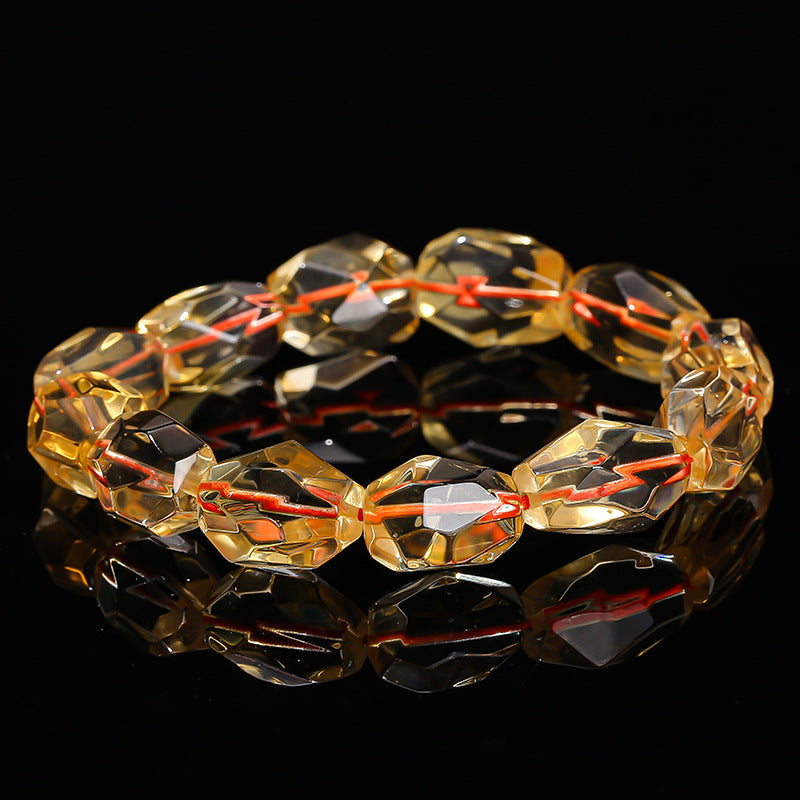 Yellow rhombus natural crystal bracelet, blessing peace, joy and health